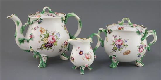 An extremely rare Rockingham cabinet tea set, c.1826-30, teapot 17cm high